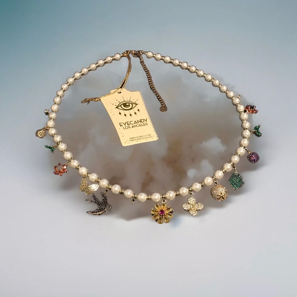 Eye Candy LA The Luxe Collection Pearl CZ Sophia Charm Necklace